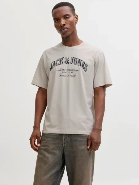 JACK & JONES Tričko JJEDenver svetlosivá / čierna sivá