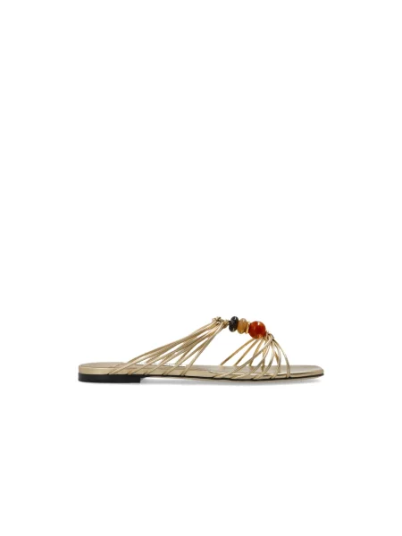 Klapki mules Jimmy Choo skórzane bez obcasa żółte