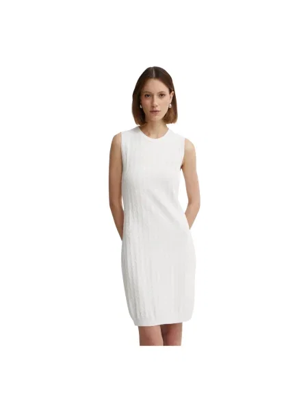 Armani Exchange sukienka beżowy mini prosta biała