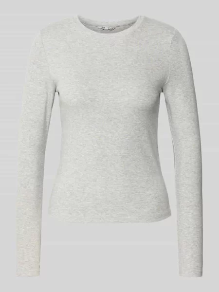 Bluzka z długim rękawem o kroju slim fit z mieszanki bawełny model ‘RILEY’ Only szara