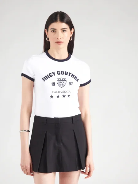 Juicy Couture Póló The Arched Football Ringer fekete fehér