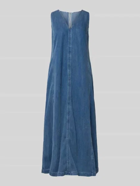 Sukienka jeansowa z dekoltem w serek model SASKYLAR' Samsoe Samsoe niebieska