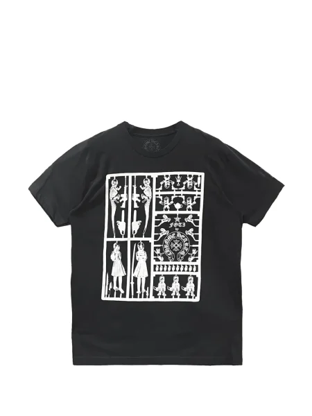 Scurt tricou Chrome Hearts cu motiv cu inimi negru