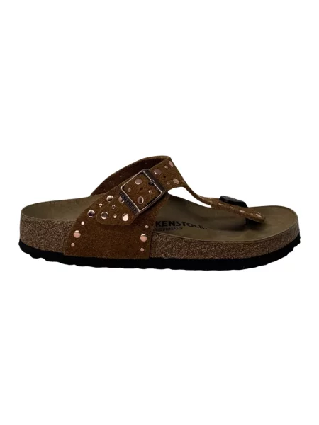 Klapki Birkenstock skórzane brązowe
