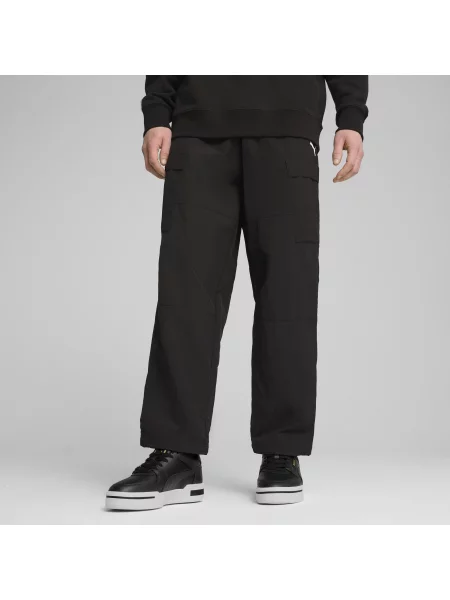 Bojówki o luźnym kroju WARDROBE ESS czarne