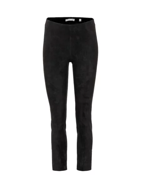 Leggings Vince din piele de căprioară negru