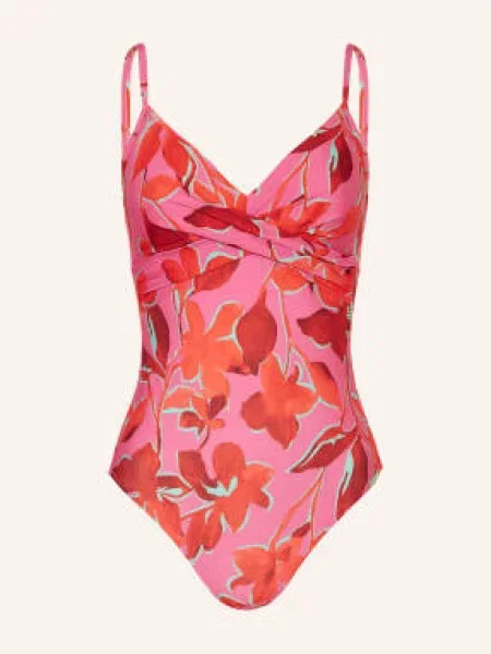 Lidea Strój Kąpielowy Fused Florals pink czerwony