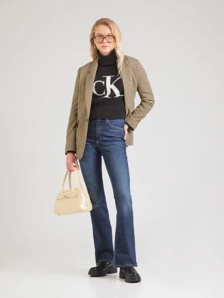 Calvin Klein Jeans Sveter / biela čierna