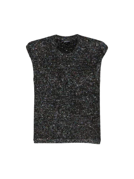 Dzianinowy sweter Emporio Armani z cekinami czarny