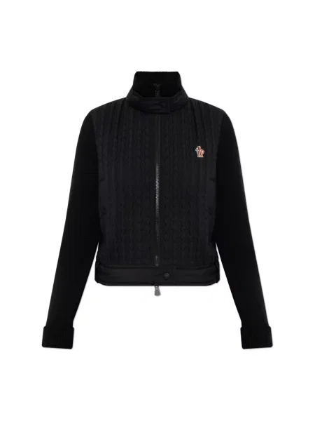 Kardigan Moncler wełniany pikowany czarny