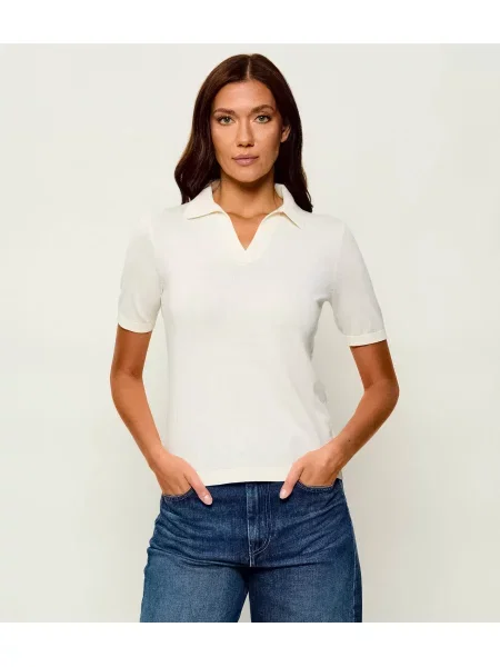 Tricou polo Weekend Maxmara de mătase bej