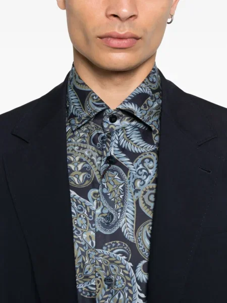 Cămașă Etro cu imagine cu model paisley albastru