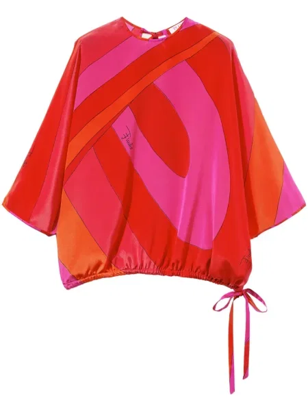 Top Pucci de mătase cu imagine roșu