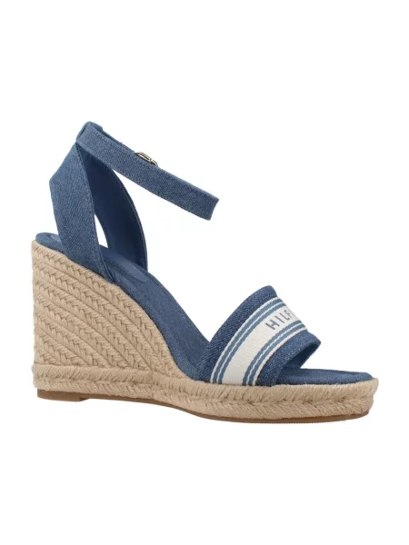 Espadrile Tommy Hilfiger High Wedge Espad Webbing albastru