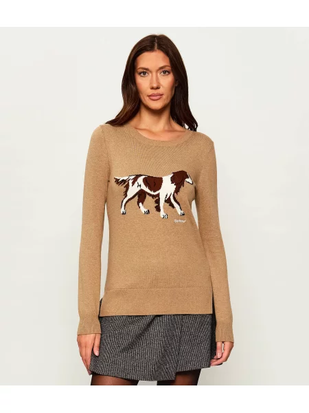 Barbour Pulover Fareham cu adaos de cașmir bej