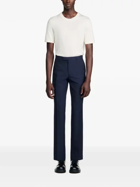 Pantaloni Sandro de lână albastru