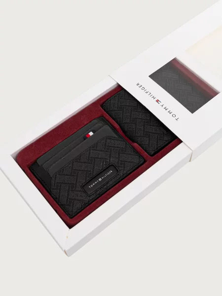 Tommy Hilfiger комплект портфейл и калъф за карти мъжки от кожа черно
