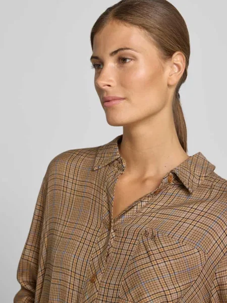 Bluzka koszulowa o kroju regular fit z mieszanki i wełny model Sanni' Mos Mosh beżowa