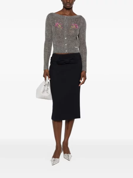 Cardigan Shushu/tong cu model floral cu mărgele gri