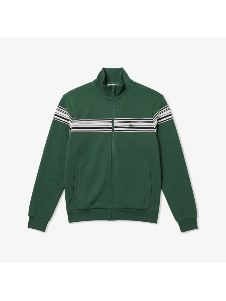 Lacoste Bluza Z Zamkiem Z Blokadą Koloru Regular Fit zielona