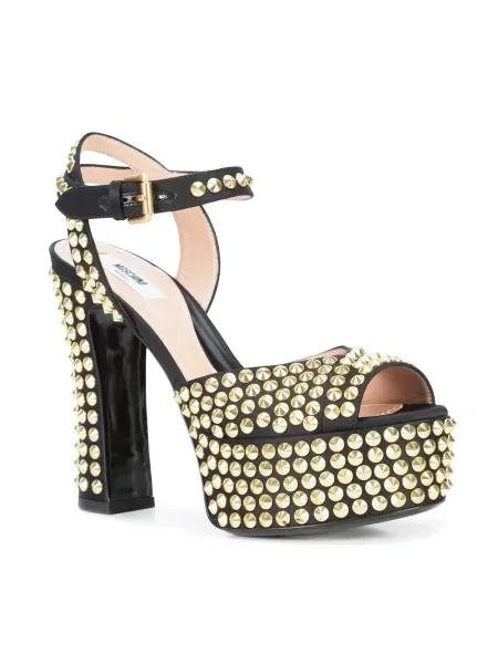 Sandale Moschino cu platformă cu tepi negru