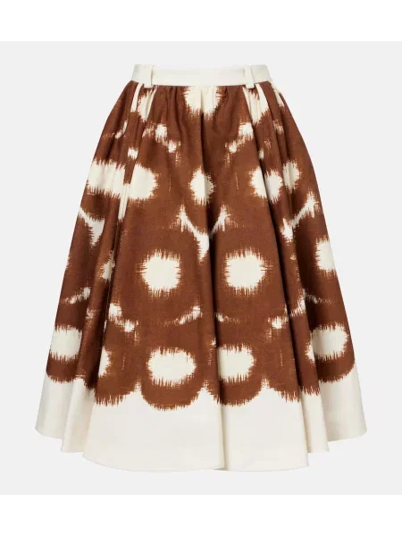 Spódnica midi Prada z nadrukiem do kolan płócienna brązowa