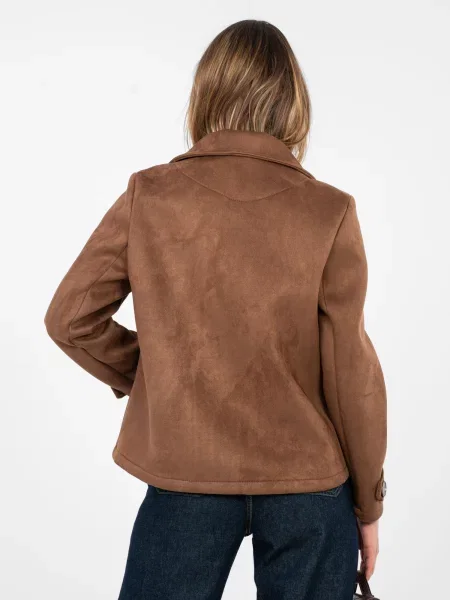 Haină de mazăre Factory Price cu două rânduri de nasturi scurt maro