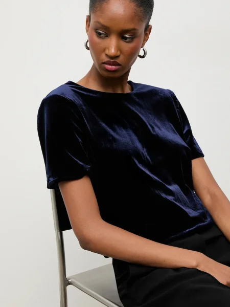 Кадифена блуза Answear.LAB тъмносиньо