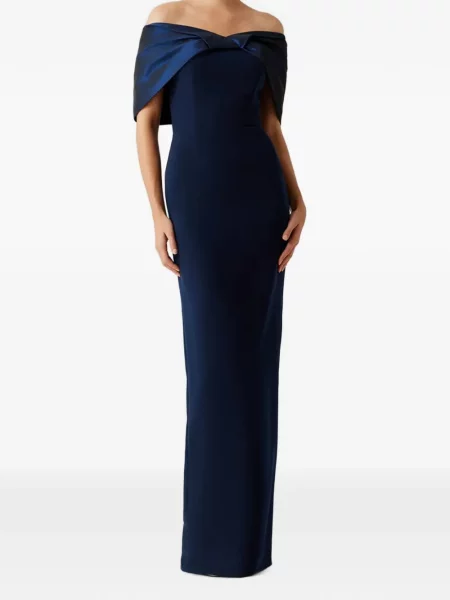 Rochie Teri Jon cu funde din crep albastru