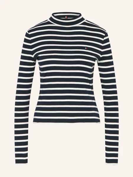 Tommy Hilfiger Tričko S Dlouhým Rukávem bílá/ tmavě modrá bílé