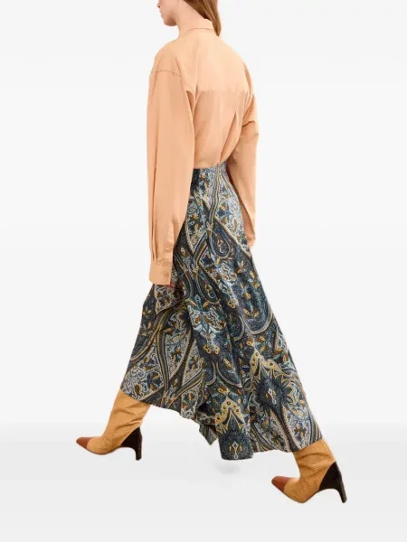 Fustă midi Ulla Johnson cu imagine cu model paisley albastru