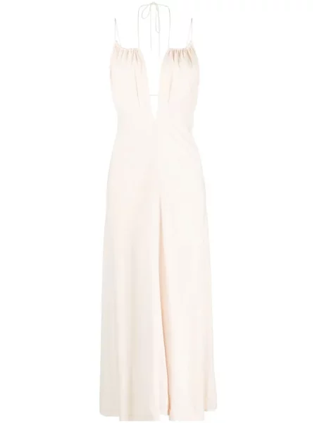 Rochie maxi Toteme fără mâneci cu gât halter de costum roz