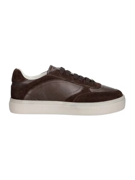 Sneakersy Furla sznurowane skórzane brązowe