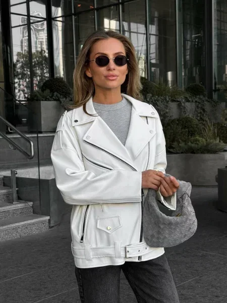 Шкіряна куртка Milirud молочний штучна шкіра