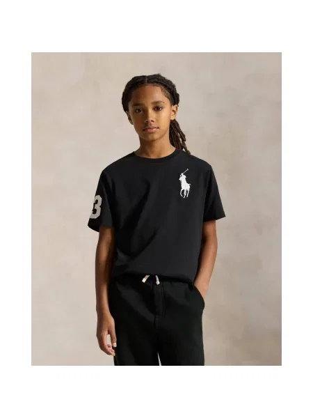 Koszulka z krótkim rękawem junior Ralph Lauren Big Pony czarny S biały
