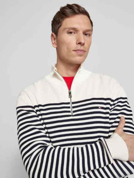 Tommy Hilfiger Sweter Typu Troyer Racking weiss niebieski