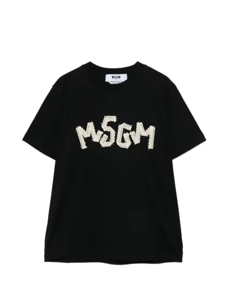 Tricou Msgm din dantelă cu autograf negru