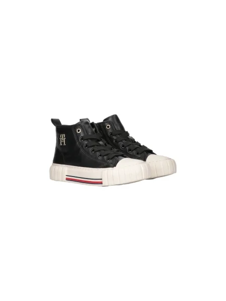 Fűzős csipkés sneaker Tommy Hilfiger fekete