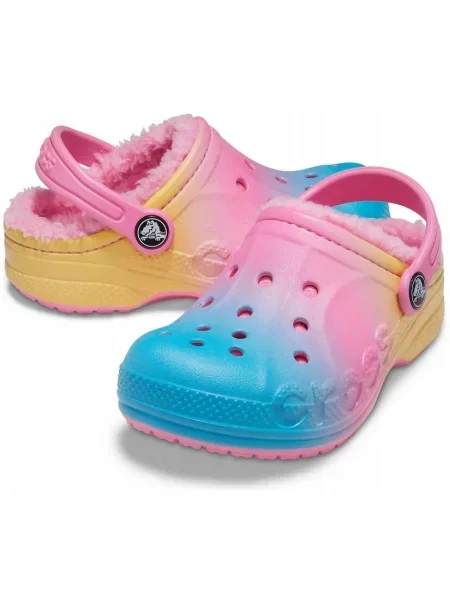 Chodaki Dla Dzieci Crocs Baya Lined Printed Clog. różowe
