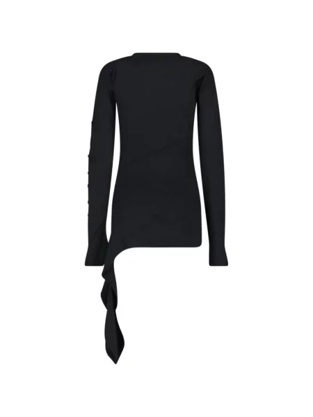 Tricou Low Classic cu volane asimetric clasic negru