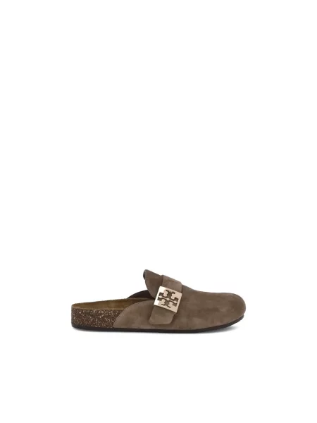 Klapki Tory Burch zamszowe wsuwane brązowe