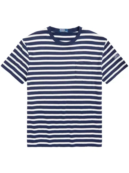 Prugasta polo majica Polo Ralph Lauren s printom od kašmira plava