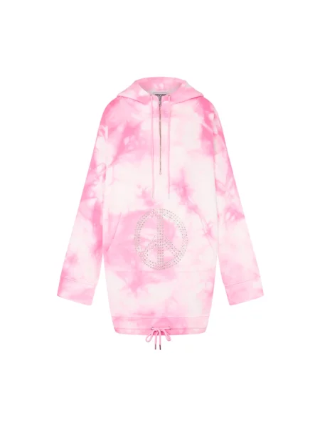 Bluza z kapturem Moschino wiązana różowa