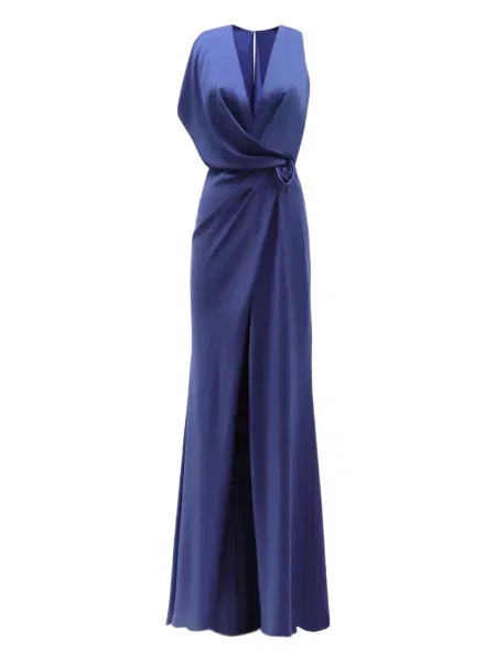 Rochie maxi Gemy Maalouf drapată de costum albastru