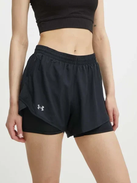 Kratke hlače za trčanje Under Armour Fly By bez uzorka visoki struk crna