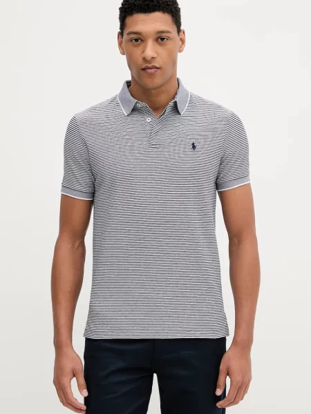 Тениска с яка Polo Ralph Lauren с изчистен дизайн синьо