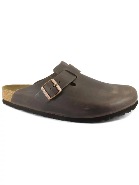Kožené šľapky Birkenstock Boston hnedá