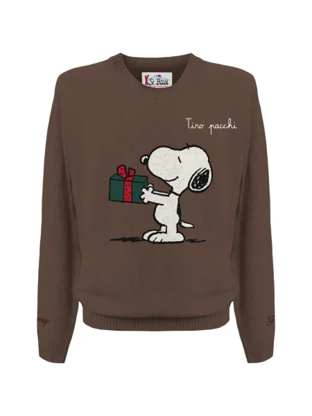 Sweter Mc2 Saint Barth z okrągłym dekoltem brązowy