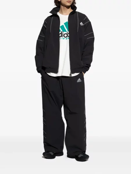 Tricou Adidas cu dungi cu imagine alb