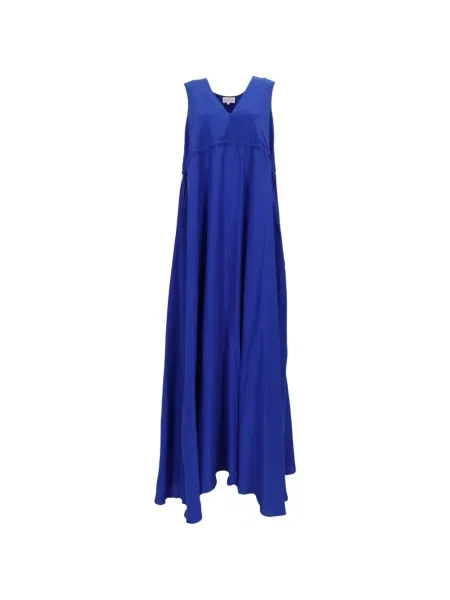 Rochie maxi P.a.r.o.s.h. de mătase cu decolteu în V albastru